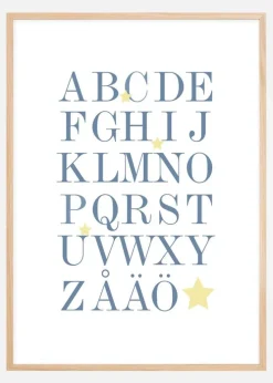 ABC - Blå/Beige Plakat (30x40 cm)