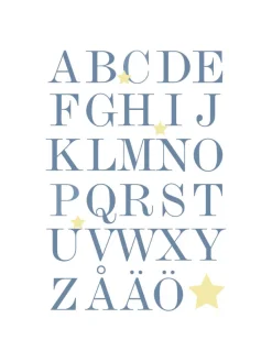 ABC - Blå/Beige Plakat (30x40 cm)