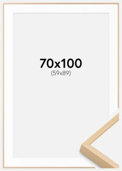 Aluminiumramme Messing 70x100 cm - Passepartout Hvid 60x90 cm