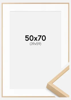Aluminiumsramme Messing 50x70 cm - Passepartout Hvid 40x60 cm