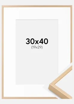 Aluminiumsramme Messing 30x40 cm - Passepartout Hvid 20x30 cm