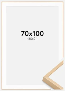 Aluminiumsramme Messing 70x100 cm - Passepartout Hvid 61x92 cm