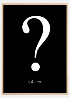 Ask me - Sort med Hvidt tryk Plakat (30x40 cm)