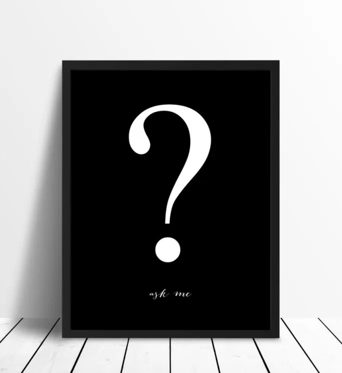 Ask me - Sort med Hvidt tryk Plakat (30x40 cm)