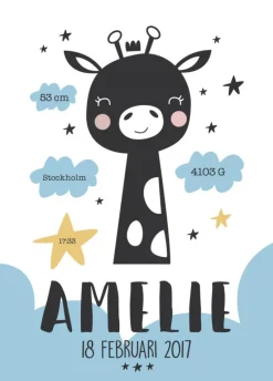 Baby giraffe - Blue (21x29,7 cm (A4))