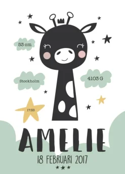 Baby giraffe - Green (21x29,7 cm (A4))