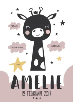 Baby giraffe - Pink (21x29,7 cm (A4))