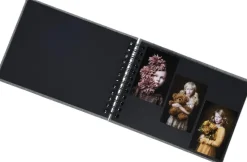 Base Line Canvas Wire-O Grå 23x17 cm (40 Sorte sider / 20 Ark)