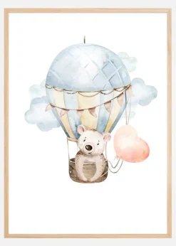 Bear hot air balloon Plakat (21x29.7 cm (A4))