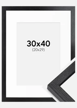 BGA Kasseramme Sort 30x40 cm - Passepartout Hvid 21x30 cm
