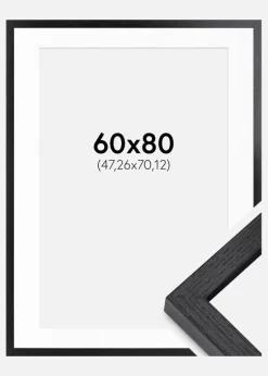 BGA Kasseramme Sort 60x80 cm - Passepartout Hvid 19x28 inches