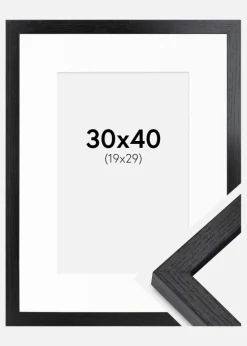 BGA Kasseramme Sort 30x40 cm - Passepartout Hvid 20x30 cm