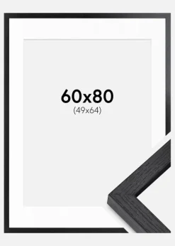 BGA Kasseramme Sort 60x80 cm - Passepartout Hvid 50x65 cm