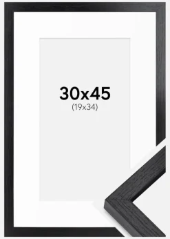 BGA Kasseramme Sort 30x45 cm - Passepartout Hvid 20x35 cm