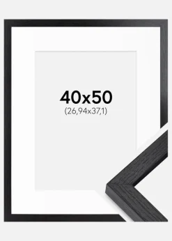BGA Kasseramme Sort 40x50 cm - Passepartout Hvid 11x15 inches