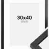 BGA Kasseramme Sort 30x40 cm - Passepartout Hvid 22x32 cm