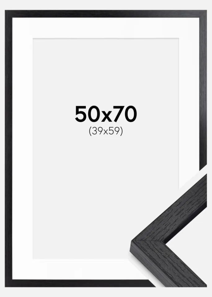 BGA Kasseramme Sort 50x70 cm - Passepartout Hvid 40x60 cm