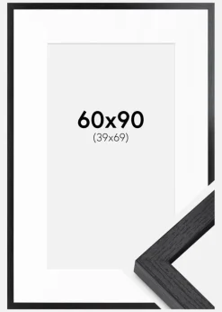 BGA Kasseramme Sort 60x90 cm - Passepartout Hvid 40x70 cm