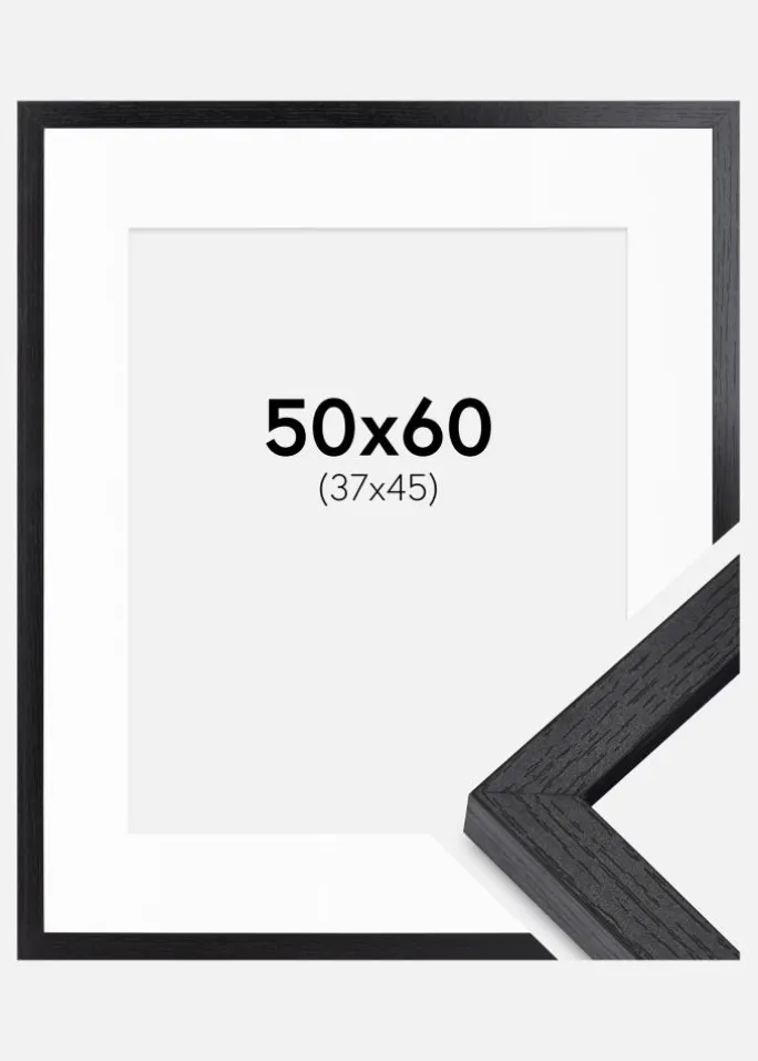 BGA Kasseramme Sort 50x60 cm - Passepartout Hvid 38x46 cm
