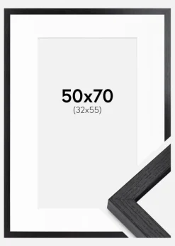 BGA Kasseramme Sort 50x70 cm - Passepartout Hvid 33x56 cm