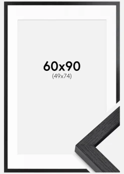 BGA Kasseramme Sort 60x90 cm - Passepartout Hvid 50x75 cm