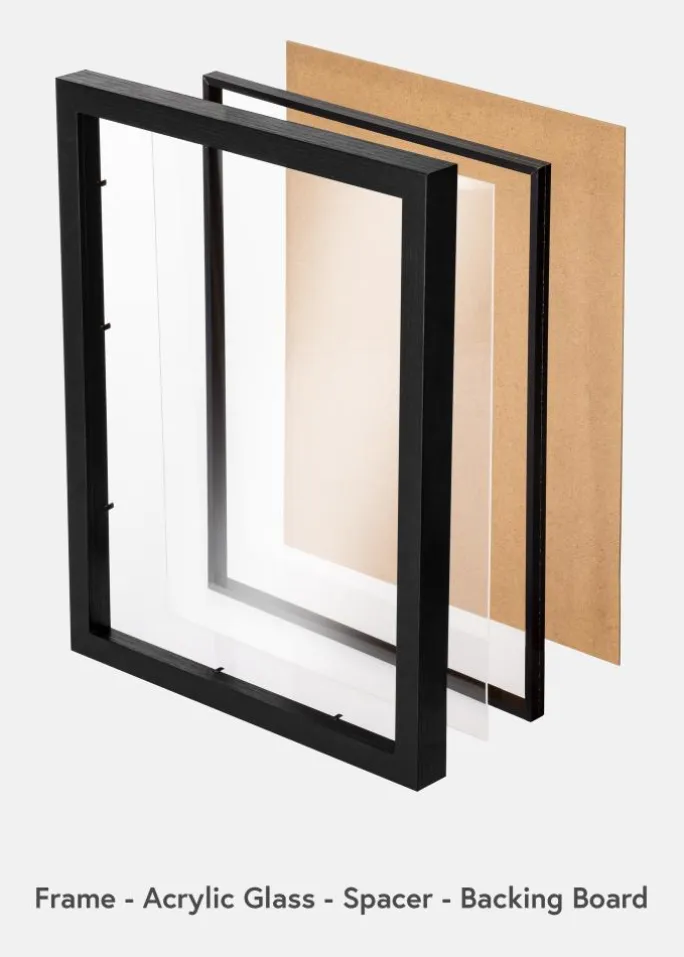 BGA Kasseramme Sort 50x70 cm - Passepartout Hvid 16x24 inches