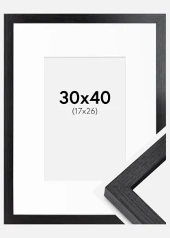 BGA Kasseramme Sort 30x40 cm - Passepartout Hvid 18x27 cm