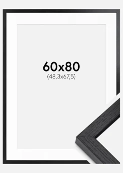 BGA Kasseramme Sort 60x80 cm - Passepartout Hvid 49,3x68,5 cm