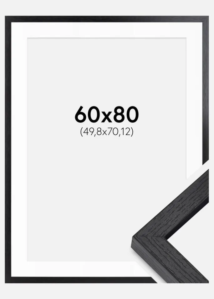 BGA Kasseramme Sort 60x80 cm - Passepartout Hvid 20x28 inches