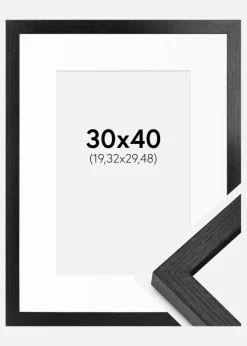BGA Kasseramme Sort 30x40 cm - Passepartout Hvid 8x12 inches