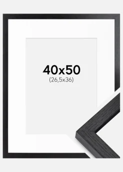 BGA Kasseramme Sort 40x50 cm - Passepartout Hvid 27,5x37 cm