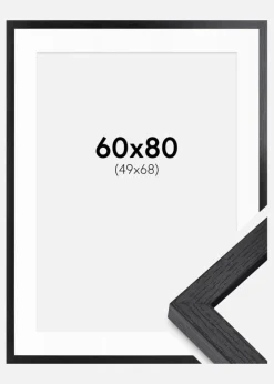 BGA Kasseramme Sort 60x80 cm - Passepartout Hvid 50x69 cm