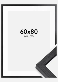 BGA Kasseramme Sort 60x80 cm - Passepartout Hvid 50x70 cm