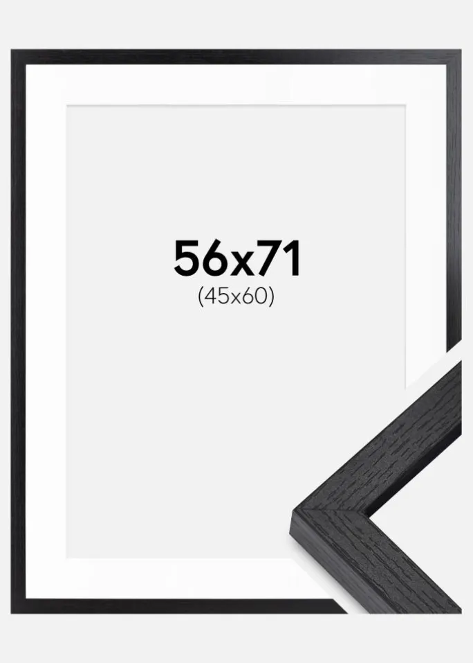BGA Kasseramme Sort 56x71 cm - Passepartout Hvid 46x61 cm
