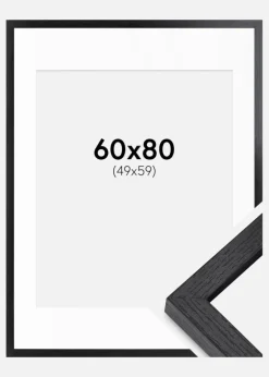 BGA Kasseramme Sort 60x80 cm - Passepartout Hvid 50x60 cm