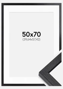 BGA Kasseramme Sort 50x70 cm - Passepartout Hvid 16x23 inches