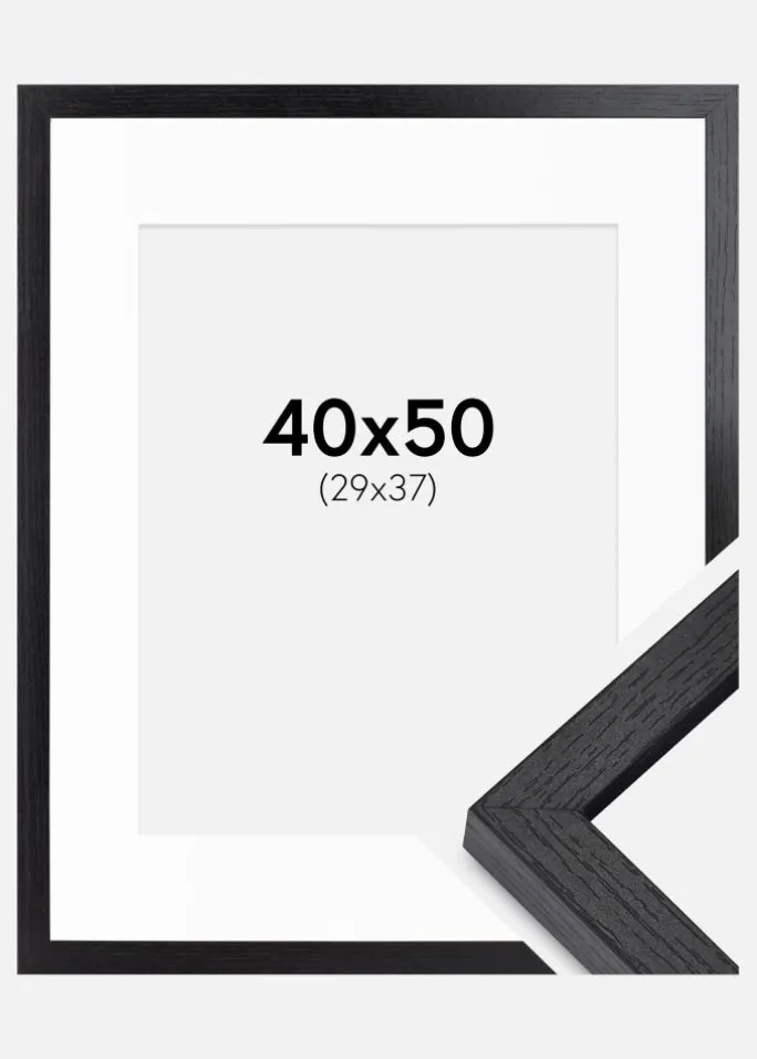 BGA Kasseramme Sort 40x50 cm - Passepartout Hvid 30x38 cm