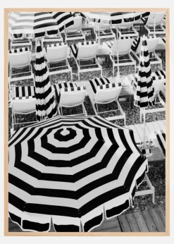 Black and White Beach Umbrellas Plakat (21x29.7 cm (A4))