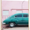 Blue Car At Pink Wall Plakat (21x29.7 cm (A4))