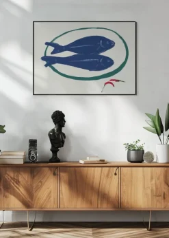 Blue fishes still life Plakat (21x29.7 cm (A4))