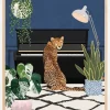 Cheetah playing piano Plakat (21x29.7 cm (A4))