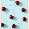 Cherries On Turquoise Plakat (21x29.7 cm (A4))