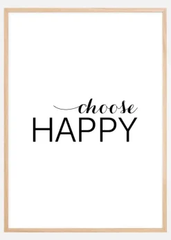 Choose happy - Sort Plakat (30x40 cm)