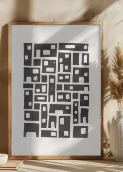 City / Lino Print Plakat (21x29.7 cm (A4))