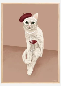 Classy Wine Cat Plakat (21x29.7 cm (A4))