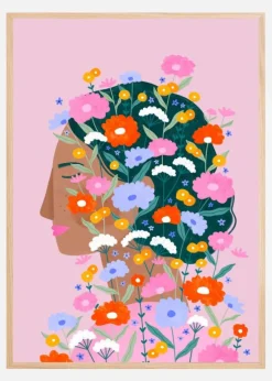 Colourful flower Lady Plakat (21x29.7 cm (A4))