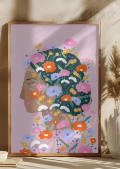 Colourful flower Lady Plakat (21x29.7 cm (A4))