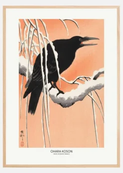 Crow On Snowy Branch Plakat (21x29.7 cm (A4))