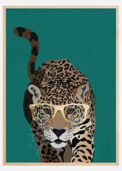 Curious green leopard Plakat (21x29.7 cm (A4))