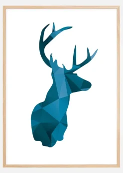Deer - Blå Plakat (21x29.7 cm (A4))